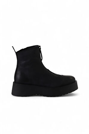Bueno Shoes Siyah Deri Kadın Dolgu Topuklu Bot 01wv1309