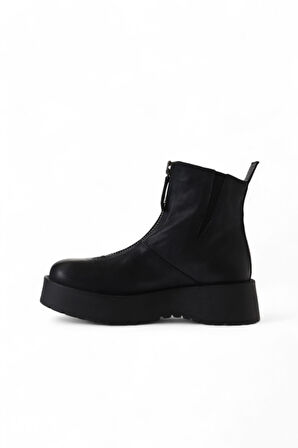 Bueno Shoes Siyah Deri Kadın Dolgu Topuklu Bot 01wv1309