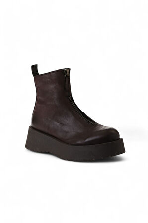 Bueno Shoes Kahverengi Deri Kadın Dolgu Topuklu Bot 01wv1309