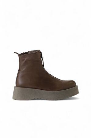 Bueno Shoes Vizon Deri Kadın Dolgu Topuklu Bot 01wv1309