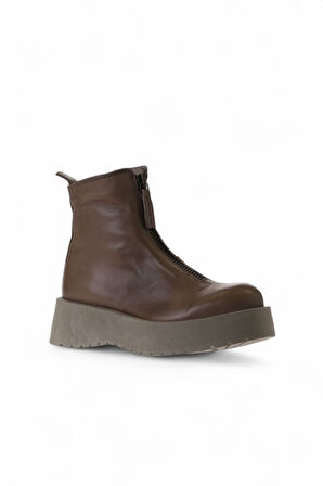 Bueno Shoes Vizon Deri Kadın Dolgu Topuklu Bot 01wv1309