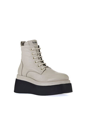 Bueno Shoes Bej Deri Kadın Dolgu Topuklu Bot 01wv1804