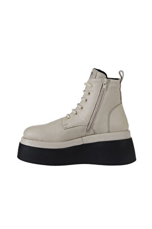 Bueno Shoes Bej Deri Kadın Dolgu Topuklu Bot 01wv1804