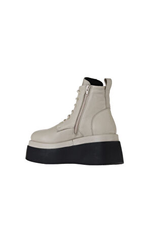 Bueno Shoes Bej Deri Kadın Dolgu Topuklu Bot 01wv1804