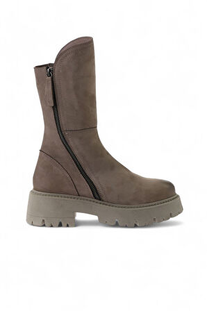 Bueno Shoes Vizon Nubuk Kadın Düz Bot 01wv3105