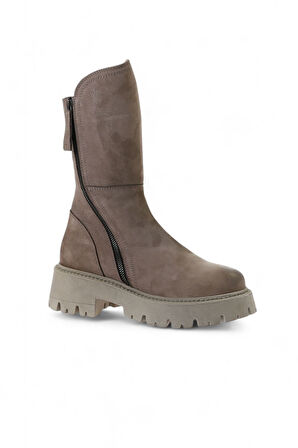 Bueno Shoes Vizon Nubuk Kadın Düz Bot 01wv3105