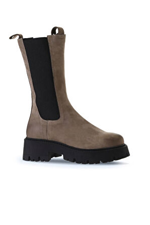 Bueno Shoes Vizon Nubuk Kadın Dolgu Topuklu Bot 01wv3115