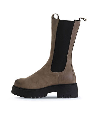 Bueno Shoes Vizon Nubuk Kadın Dolgu Topuklu Bot 01wv3115