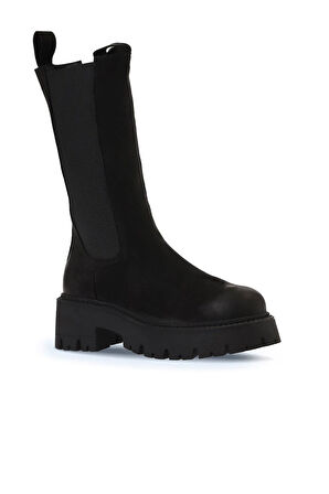 Bueno Shoes Siyah Nubuk Kadın Dolgu Topuklu Bot 01wv3115