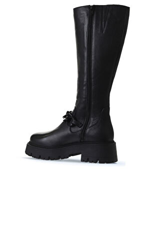 Bueno Shoes Siyah Deri Kadın Düz Çizme 01wv3119