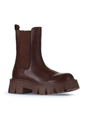 Bueno Shoes Taba Deri Kadın Dolgu Topuklu Bot 01wv4600