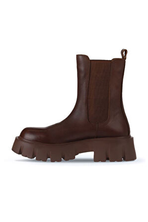 Bueno Shoes Taba Deri Kadın Dolgu Topuklu Bot 01wv4600