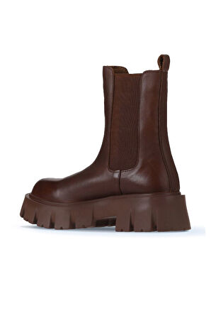 Bueno Shoes Taba Deri Kadın Dolgu Topuklu Bot 01wv4600