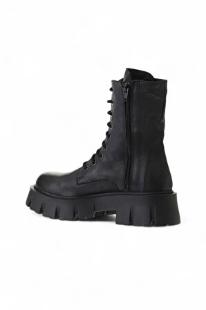Bueno Shoes Siyah Deri Kadın Dolgu Topuklu Bot 01wv4601