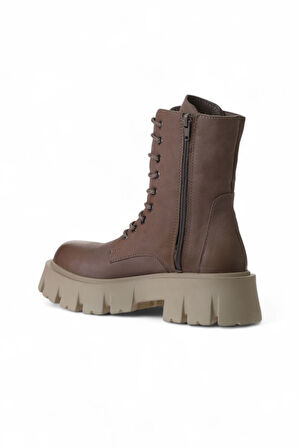 Bueno Shoes Vizon Deri Kadın Dolgu Topuklu Bot 01wv4601