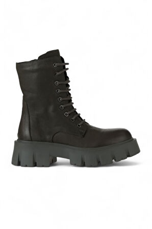 Bueno Shoes Haki Deri Kadın Dolgu Topuklu Bot 01wv4601