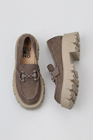 Bueno Shoes Vizon Nubuk Kadın Dolgu Topuklu Ayakkabı 01wv4603