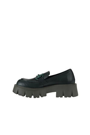 Bueno Shoes Yeşil Deri Kadın Dolgu Topuklu Ayakkabı 01wv4603