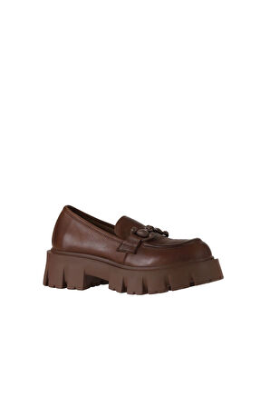 Bueno Shoes Taba Deri Kadın Dolgu Topuklu Ayakkabı 01wv4603