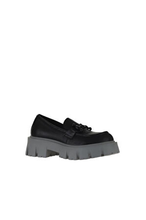 Bueno Shoes Siyah Deri Kadın Dolgu Topuklu Ayakkabı 01wv4603