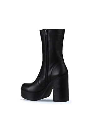 Bueno Shoes Siyah Deri Kadın Topuklu Bot 01wv5000
