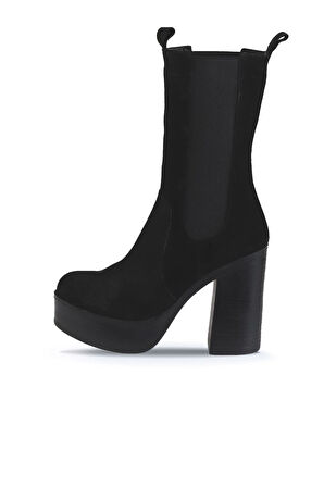 Bueno Shoes Siyah Süet Kadın Topuklu Bot 01wv5003