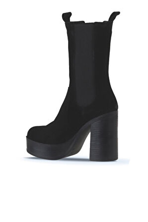 Bueno Shoes Siyah Süet Kadın Topuklu Bot 01wv5003