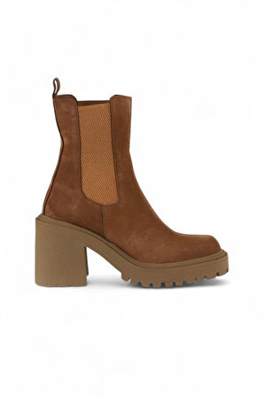 Bueno Shoes Taba Açık Süet Kadın Topuklu Bot 01wv5400