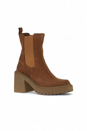 Bueno Shoes Taba Açık Süet Kadın Topuklu Bot 01wv5400
