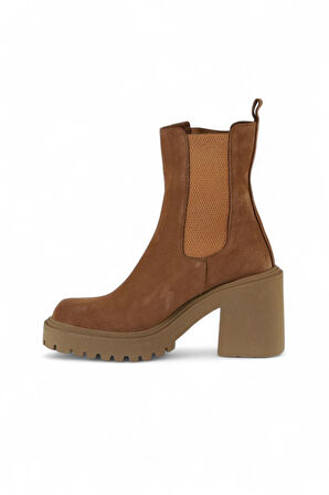 Bueno Shoes Taba Açık Süet Kadın Topuklu Bot 01wv5400