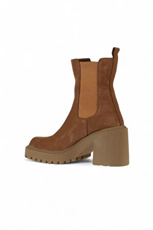 Bueno Shoes Taba Açık Süet Kadın Topuklu Bot 01wv5400