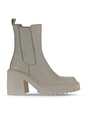 Bueno Shoes Bej Deri Kadın Topuklu Bot 01wv5400