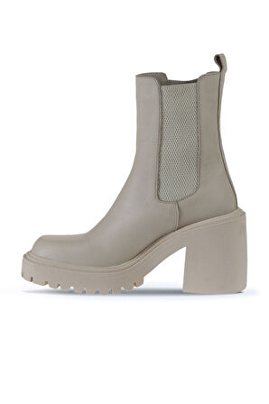 Bueno Shoes Bej Deri Kadın Topuklu Bot 01wv5400