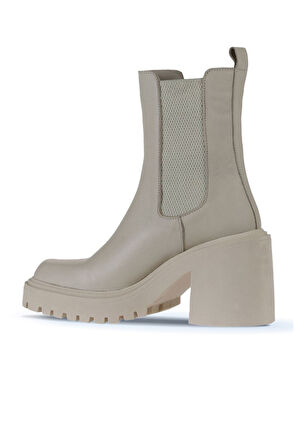 Bueno Shoes Bej Deri Kadın Topuklu Bot 01wv5400