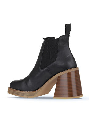 Bueno Shoes Siyah Deri Kadın Topuklu Bot 01wv6101
