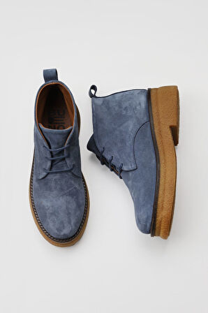 Bueno Shoes Mavi Süet Kadın Düz Bot 01wv0200