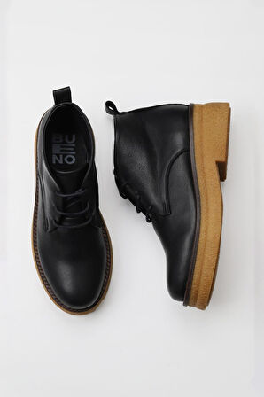 Bueno Shoes Siyah Deri Kadın Düz Bot 01wv0200