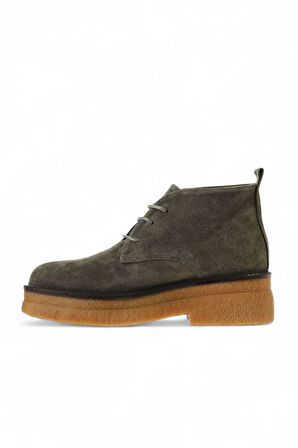 Bueno Shoes Haki Süet Kadın Düz Bot 01wv0200