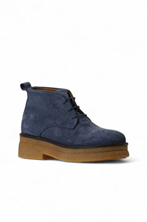 Bueno Shoes Mavi Süet Kadın Düz Bot 01wv0200