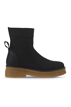 Bueno Shoes Siyah Nubuk Kadın Düz Bot 01wv0202