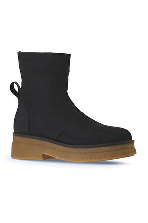 Bueno Shoes Siyah Nubuk Kadın Düz Bot 01wv0202