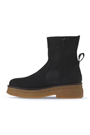Bueno Shoes Siyah Nubuk Kadın Düz Bot 01wv0202