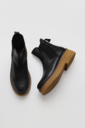 Bueno Shoes Siyah Deri Kadın Düz Bot 01wv0214