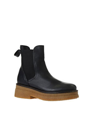 Bueno Shoes Siyah Deri Kadın Düz Bot 01wv0214