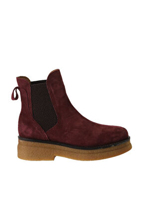 Bueno Shoes Bordo Süet Kadın Düz Bot 01wv0214