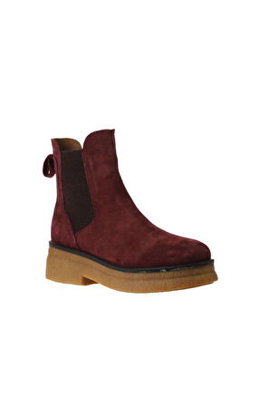 Bueno Shoes Bordo Süet Kadın Düz Bot 01wv0214