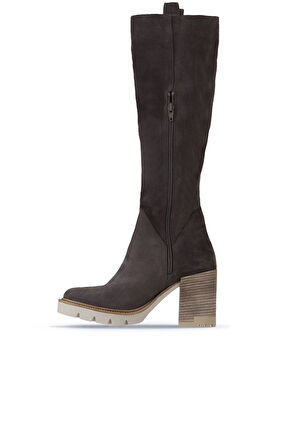Bueno Shoes Vizon Süet Kadın Topuklu Çizme 01wv0504