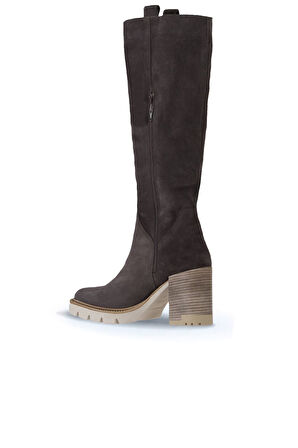 Bueno Shoes Vizon Süet Kadın Topuklu Çizme 01wv0504