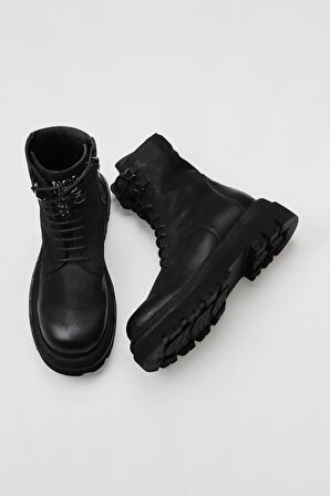 Bueno Shoes Siyah Nubuk Kadın Dolgu Topuklu Bot 01wv1000