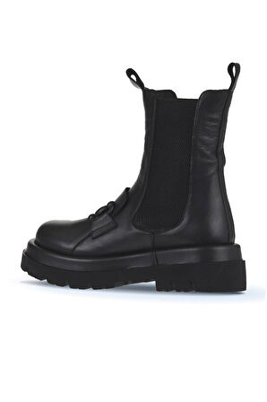 Bueno Shoes Siyah Deri Kadın Dolgu Topuklu Bot 01wv1003